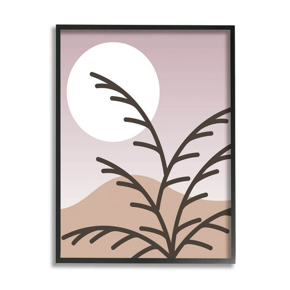 Modern Pastel Moon Branches Botanical & Floral Graphic Art Black Framed Art Print Wall Art