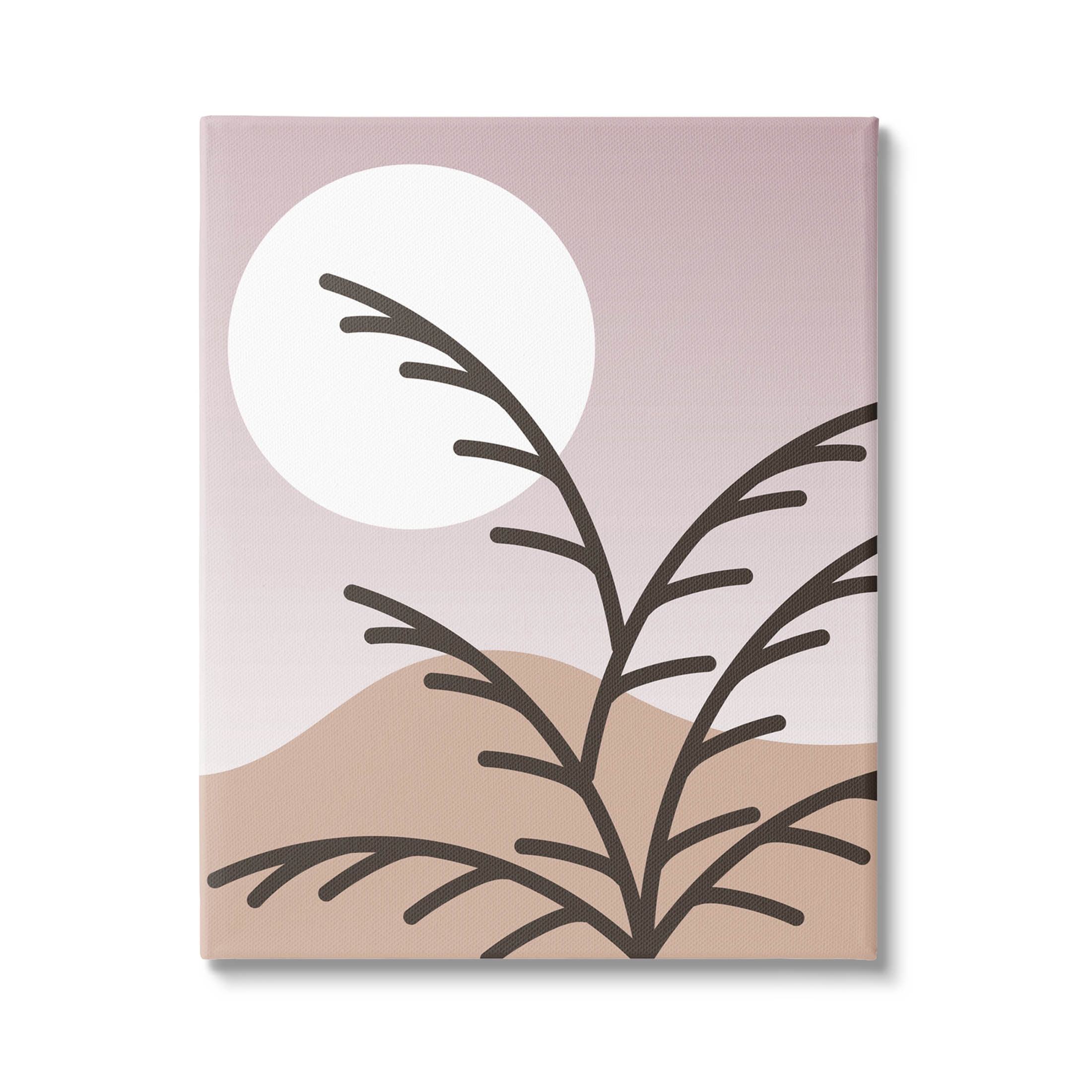 Modern Pastel Moon Branches Botanical & Floral Graphic Art Gallery Wrapped Canvas Print Wall Art