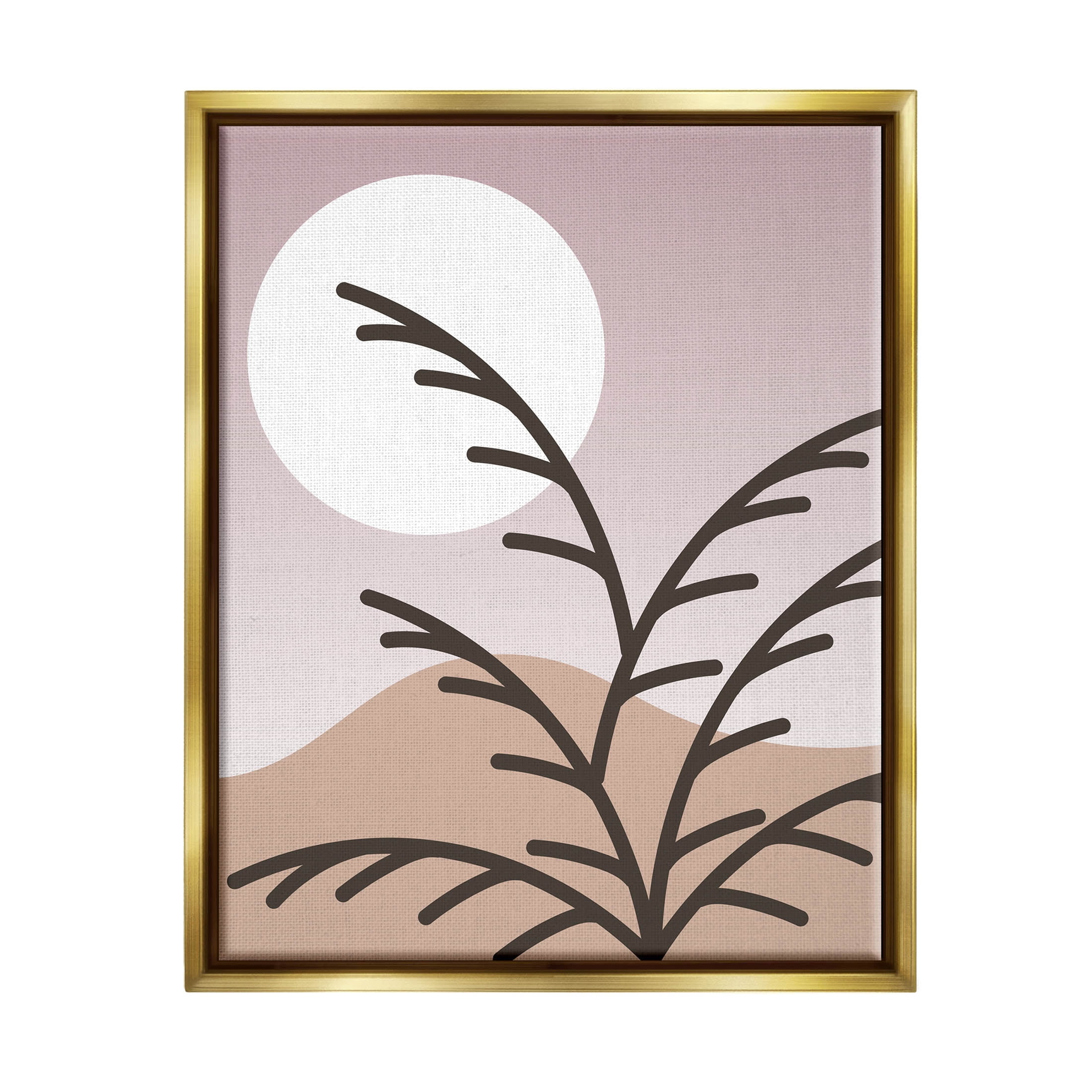 Modern Pastel Moon Branches Botanical & Floral Graphic Art Metallic Gold Framed Art Print Wall Art