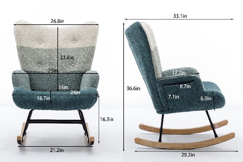 Modern Patchwork Rocking Chair Teddy Fabric Sofa Accent Chair for ...