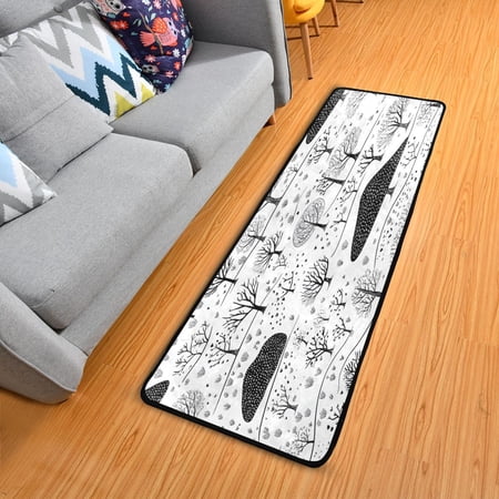Modern Pattern Design Tree Elegant Area Rug 72" x 24" Non-Slip Polyester with Cotton Padding