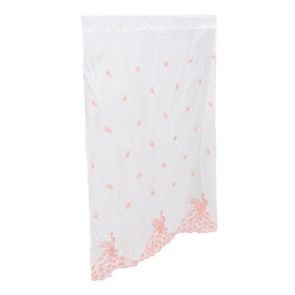 Modern Peacock Embroidered Window Screen Curtain for Living Room Bedroom Window Decor Light Filtering Sheer Panel 50 inches / 127 cm by 39.4 inches / 100 cm Pink