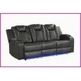 thumbnail image 1 of Modern Pebbled Faux Leather Power Reclining Sofa with LED Lights & Adjustable Headrest - Black, 1 of 10