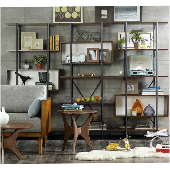 Modern Pecan Triangle Coffee Table with Mid-Century Design for Living Room