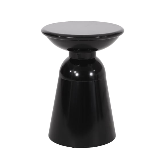 Modern Pedestal Side Table With Circular Design And Powder Coated Iron Frame 15x15x20.75 Inches