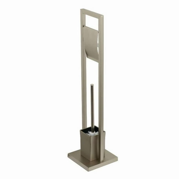 Modern Pedestal Toilet Paper Holder with Toilet Brush Holder - Brushed Nickel