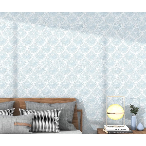 Modern Peel and Stick Wallpaper 17.3''197'' Self Adhesive Wallpaper Blue and White Decorative Contact Paper Boho Removable Wall Paper for Bedroom Waterproof Wallpapers Bathroom Cabinets Decor Vinyl