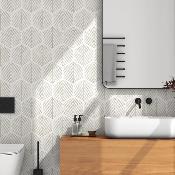 Modern Peel and Stick Wallpaper 17.3''393'' Self Adhesive Wallpaper Boho Contact Paper Beige and White Geometric Wall Paper Removable Decorative Wallpapers for Bedroom Bathroom Cabinets Decor Vinyl