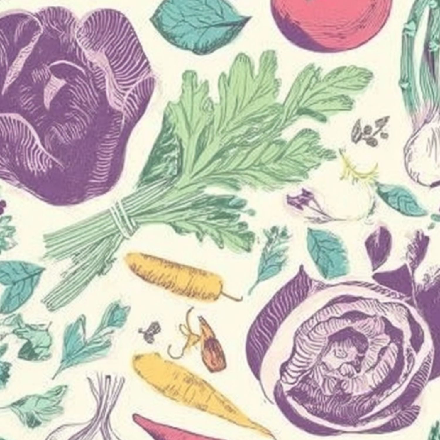 Modern Peel and Stick Wallpaper 23.6in x 9.8ft Botanical Colorful Vegetables Fresh Herbs Contact Paper Self-Adhesive Removable Wall Paper for Bedroom Kitchen Cabinet Renter Friendly