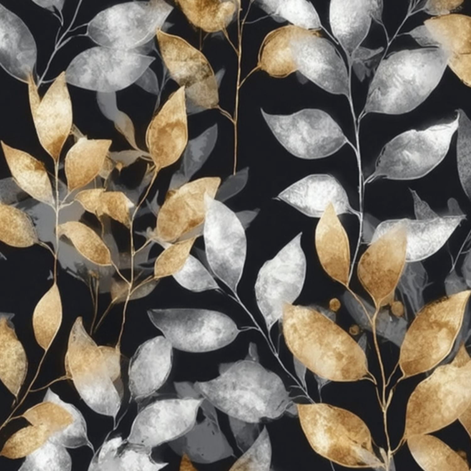 Modern Peel and Stick Wallpaper 23.6in x 9.8ft Elegant Gold Silver Leaf Dark Contact Paper Vinyl Waterproof Self Adhesive Wall Paper for Bedroom Shelf Cabinet Renter Friendly