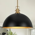 thumbnail image 1 of Modern Pendant Light, 18"Farmhouse Pendant Light Industrial Large Dome Matte Black and Gold Chandelier Ceiling Hanging Lighting for Dining Room Kitchen Island Bar Hallway Entryway, 1 of 12