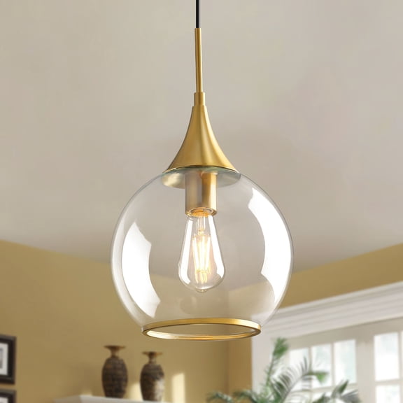 KAISITE Modern Pendant Light Fixture Dimmable Kitchen Island Hanging Ceiling Lights with Glass Shade-Gold