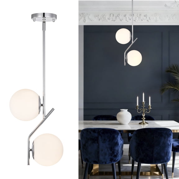 Modern Pendant Light with 7.1" Opal Glass Globes, Adjustable Ceiling Light for Kitchen Dining Room