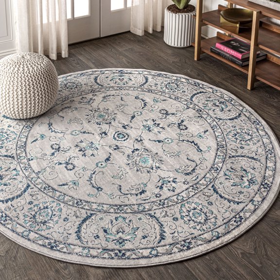 JONATHAN Y MODERN PERSIAN 6' Round Area Rug, Vintage - Light Gray, MDP107C-6R