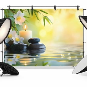 Modern Photography Backdrop 7x5FT, Country Water Surface Stone Flower Photo Backdrops, Background for Photography Studio Photo Studio Background, Back Drop for Photoshoot