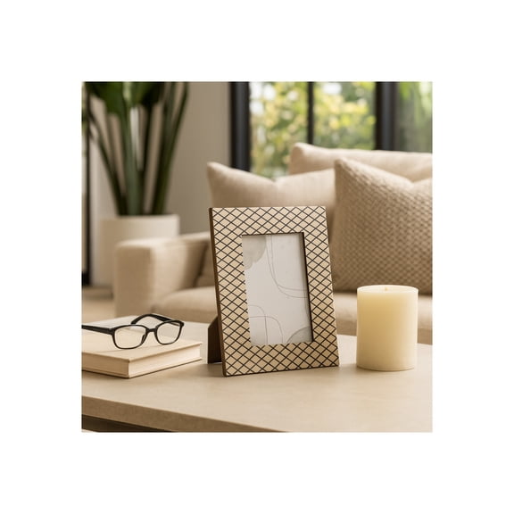 Modern Picture Frame with Diamond Border Pattern - Decorative Photo Frame for Wall or Tabletop Arrangement - Frames Perfect for Entryway, Lving Room Decor, and Home Decor - 8", Black and White
