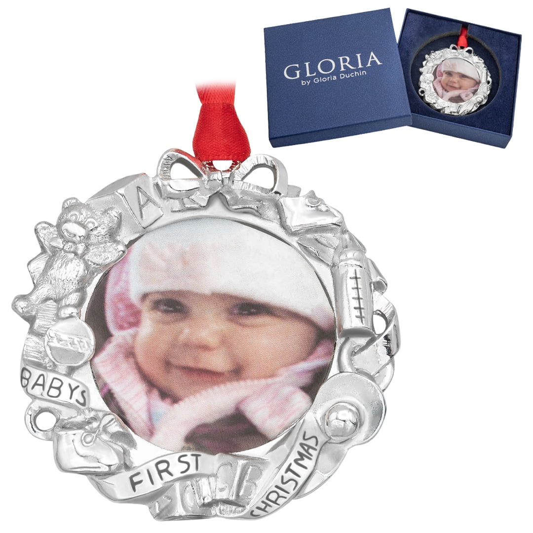 Modern Picture Frame Toy Wreath "Baby's First Christmas" Birthday Photo