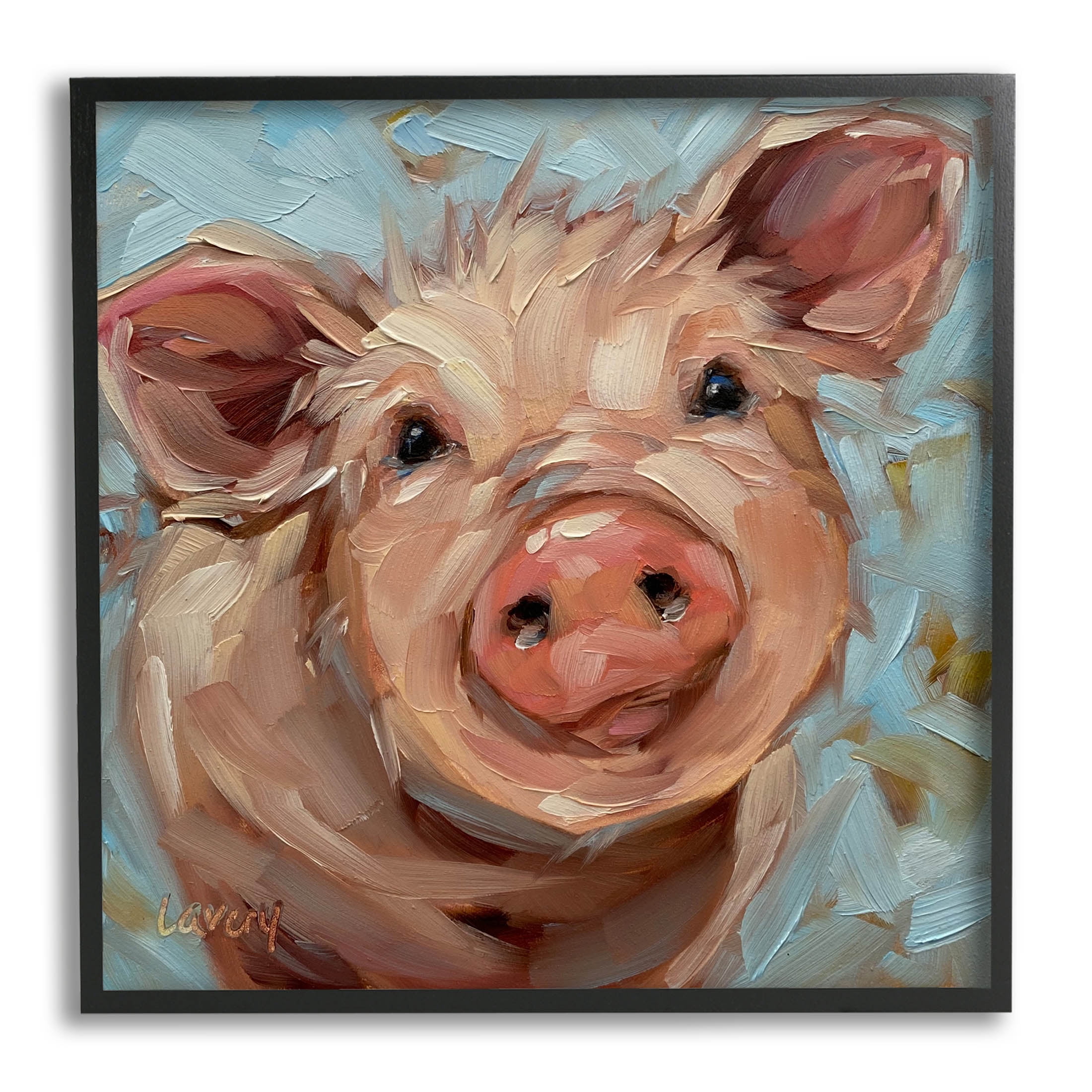 Modern Pig Portrait Farm Animal Animals & Insects Painting Black Framed Art Print Wall Art