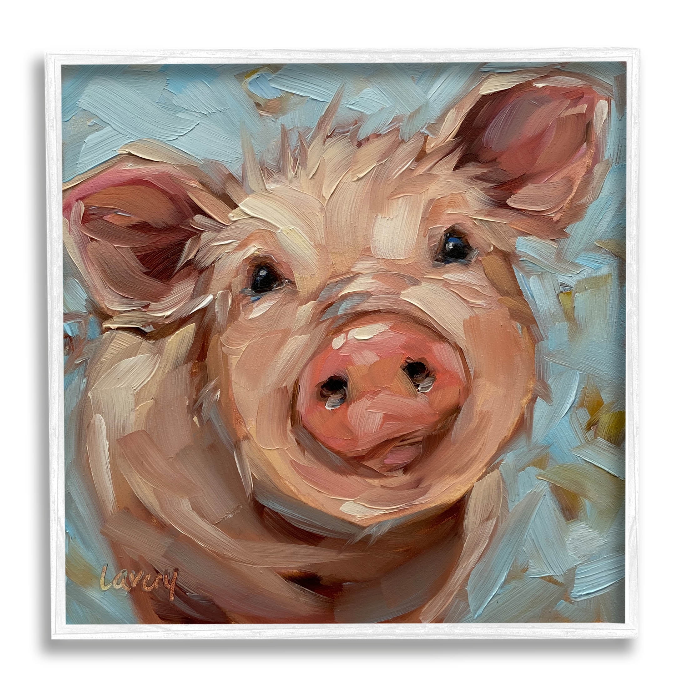 Modern Pig Portrait Farm Animal Animals & Insects Painting White Framed Art Print Wall Art