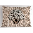 thumbnail image 1 of Modern Pillow Sham Roaring Leopard Portrait with Rosettes Wild African Animal Big Cat Graphic, Decorative Standard King Size Printed Pillowcase, 36 X 20 Inches, Cocoa Beige Black, by Ambesonne, 1 of 2