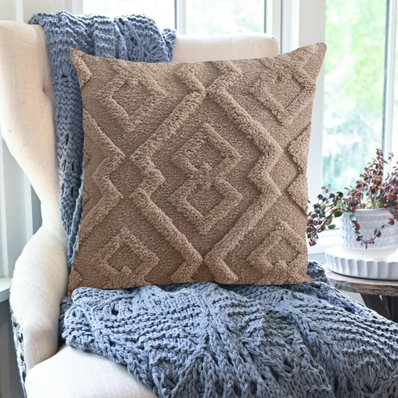 Modern Pillowcase Woven Pillowcase Office Sofa Waist Pillowcase Bedside Cushion Cover Colors 17.7x17.7in 1PC Decorative Cushion Covers Coffee 85%acrylic+15%Normal filament Living Room Bedroom