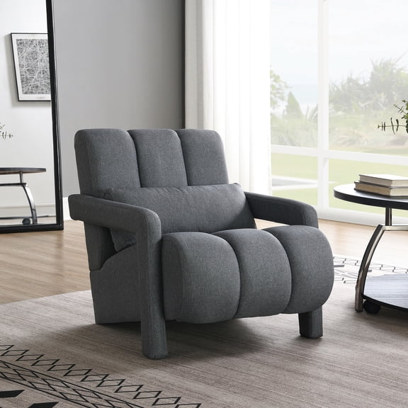 Modern Pine Wood & Linen Chair | Suitable for Library, Study or Any Primary Living Space | Ensures Comfort with High - density Foam Padding