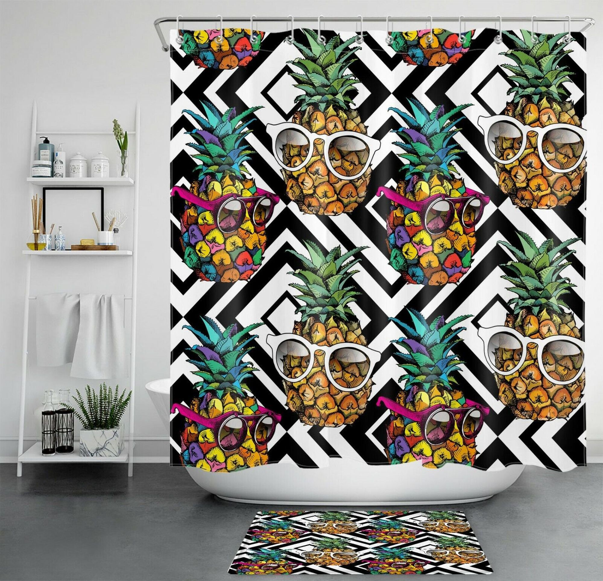 Modern Pineapple Bathroom Decor Stylish Shower Curtain for