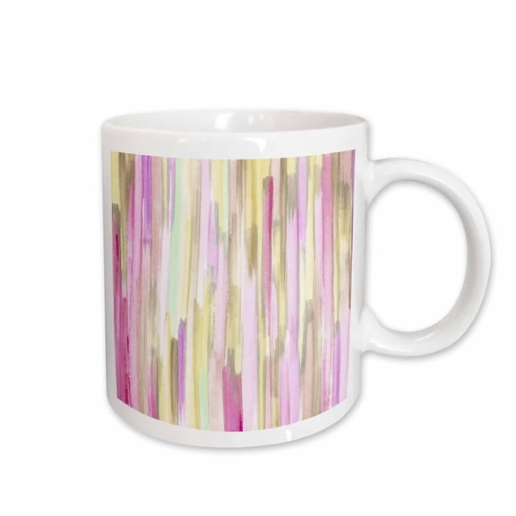 3drose, Modern Pink and Yellow Brush Stroke Stripes, 11oz Mug