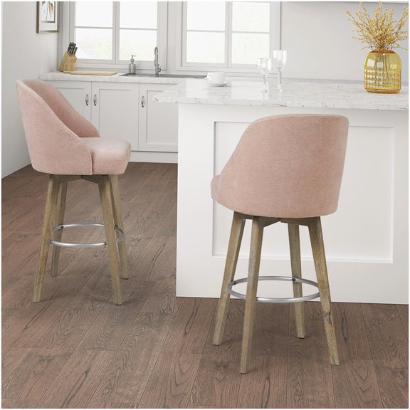 Modern Pink Counter Height Swivel Stool with Foam Cushion for Kitchen Island