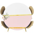 thumbnail image 1 of Modern Pink Gold Round Tablecloth 36-44 Inch Round Fitted Table Cloth with Elastic Edge, Minimalist Geometric Yellow Striped Waterproof Table Cover Protector for Outdoor Picnic Party Dining, 1 of 9