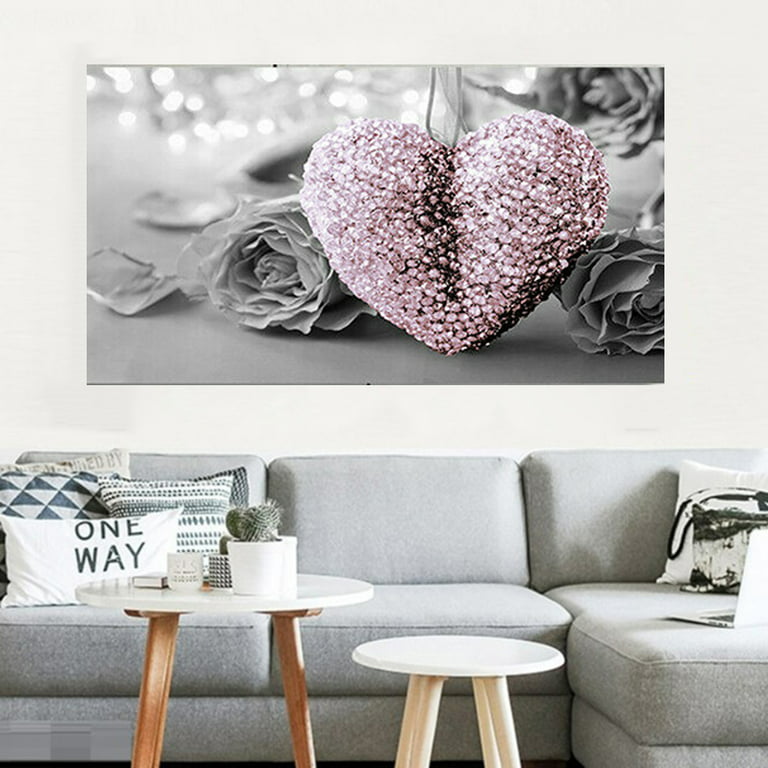 Modern Pink Heart Canvas Printed Art Painting Hanging Home Wall Decor  Unframed 