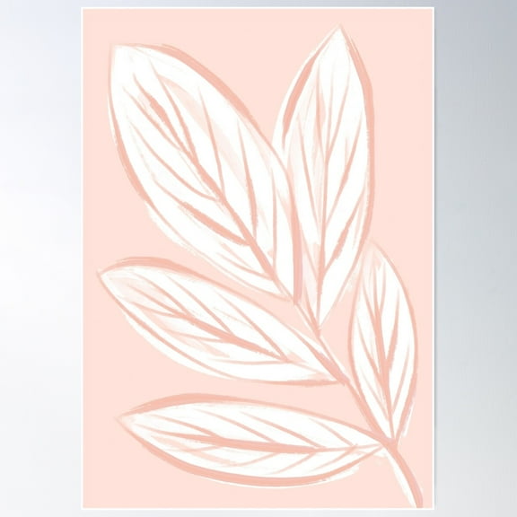 Modern Pink Leaves Poster Wall Art, Modern Wall Decor For Living Room Bedroom, 8x12 UNFRAMED