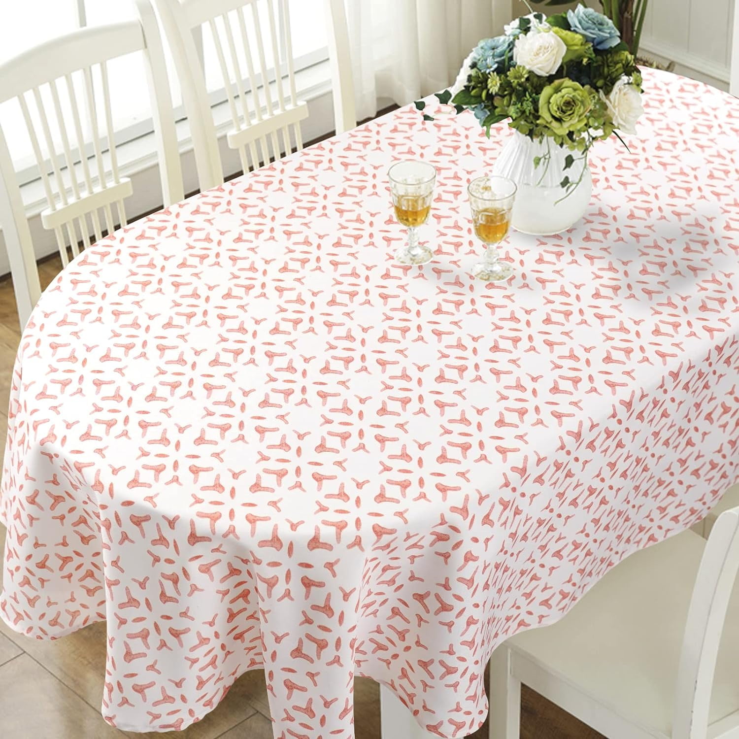 Modern Pink Oval for Oval Table Waterproof Table Cloths for Dining Room