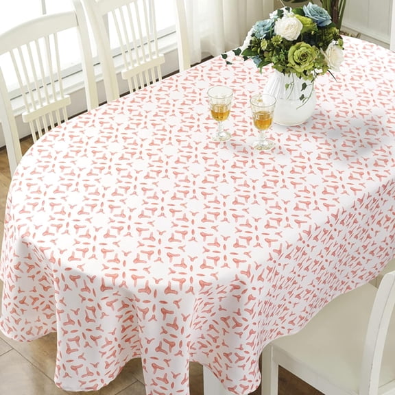 Modern Pink Oval for Oval Table Waterproof Table Cloths for Dining Room Indoor Outdoor Home Decorative Table Cloth-60x84in