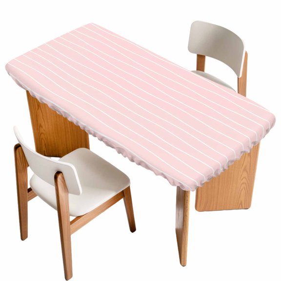 Modern Pink Wavy Stripe Fitted Rectangle Tablecloth 24" x 36" Abstract Trend Rippling Water Lines Elastic Table Cloth Fits for 3 Foot Folding Tables Waterproof Table Cover for Picnic Camping Outdoor