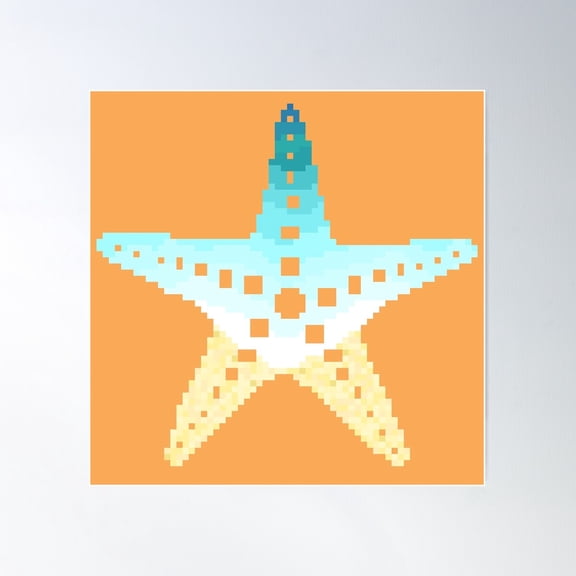 Modern Pixel Ocean Sea Star Poster Wall Art, Modern Wall Decor For Living Room Bedroom, 30x30 UNFRAMED