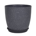 thumbnail image 1 of Modern Plant Pot with Saucer, Gray Flower Pot with Drainage Holes, Stone-Look Planter for Indoor Outdoor Plants, 1 of 8