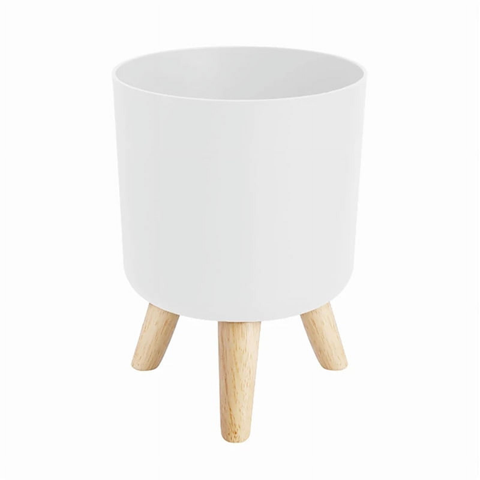 Modern Plant Pots with Wooden Legs Holder Bedroom Living Room Floor Standing Potted Flower Pot Home Garden Planters -2