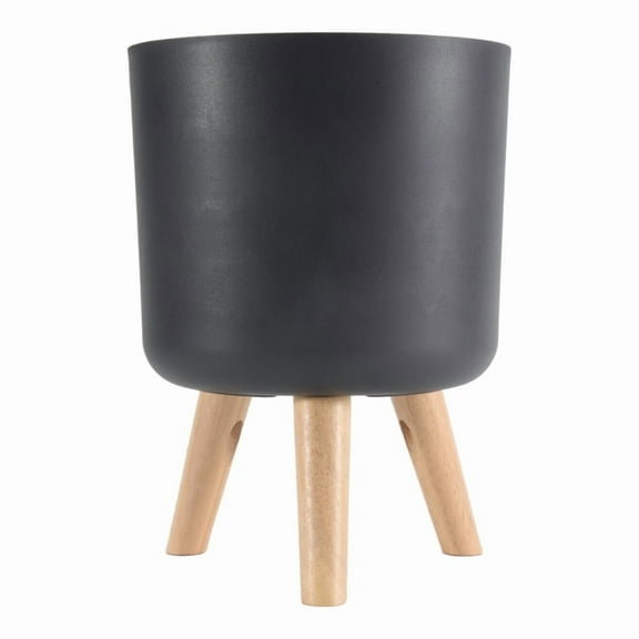 Modern Plant Pots with Wooden Legs Holder Bedroom Living Room Floor Standing Potted Flower Pot Home Garden -1