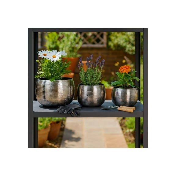 Modern Planters and Flower Pots for Home Decor - Metal Plant Pots Perfect for Indoor and Outdoor Houseplants - Stunning Accent for Garden, Patio, and Living Room Decor Set of 3 - 11", 10", 8" Silver