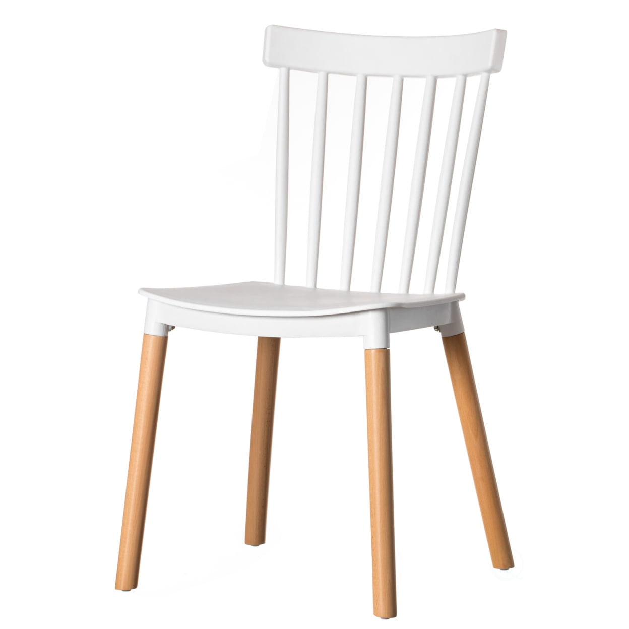 Windsor White Slat Wood Side Chair - Classic Mid-Century