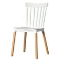 thumbnail image 1 of Fabulaxe Modern Plastic Dining Chair Windsor Design with Beech Wood Legs, White, 1 of 10