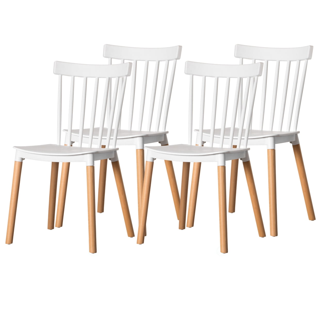 White High Slat Back Windsor Side Chair Set
