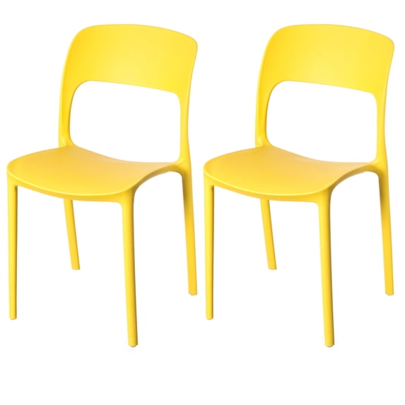 Modern Plastic Outdoor Dining Chair with Open Curved Back