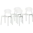 thumbnail image 1 of Modern Plastic Outdoor Dining Chair with Open Oval Back Design, White Set of 4, 1 of 10