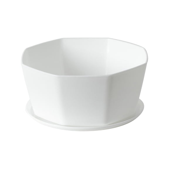 Modern Plastic Plant Pot with Saucer Drainage Hole for Indoor Outdoor Flowers Herbs Home Decor (1Pcs, White2)