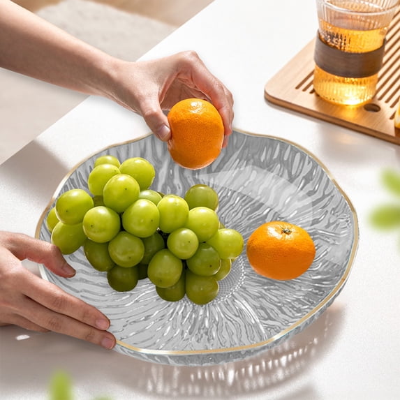 Modern Plastic Serving Tray Decorative Fruit Platter for Coffee Table Snack Dessert Organizer Dish for Living Room,Gold