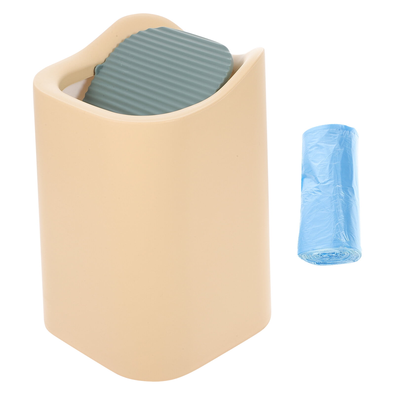 Modern Plastic Small Trash Can with Lid Wastebasket for Bathroom Vanity