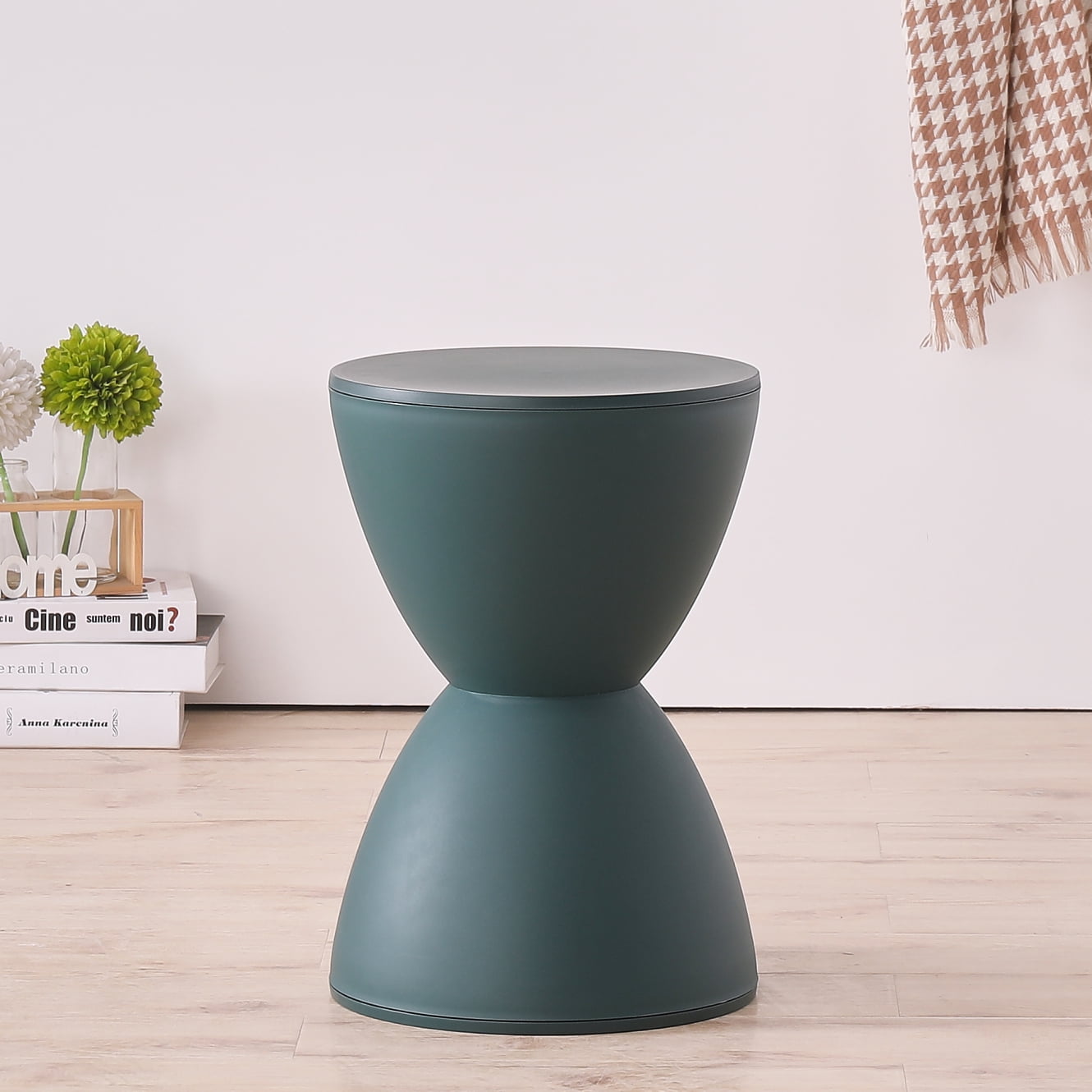 Modern Plastic Waist Drum Stool, Hourglass-Shaped Accent Side