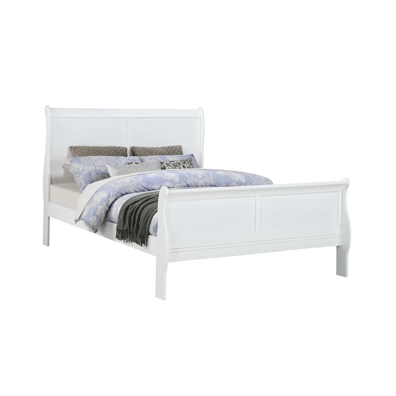 Modern Platform Bed Frame, Full Size Sleigh Design with Solid Wood Construction, No Box Spring Needed, Bracket Feet for Stability and Floor Care